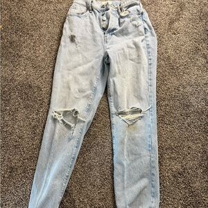 Light Blue Relaxed Fit Boyfriend Jeans Distressed